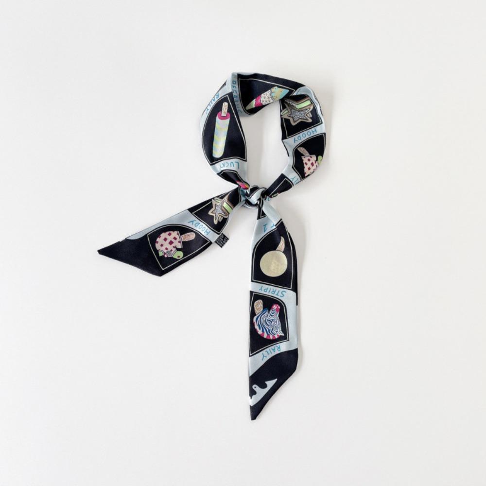 Printed Plaid Scarf Bow Ties Long Ribbon Scarves Elegant Long Silk Scarf  Neckerchief Decoration