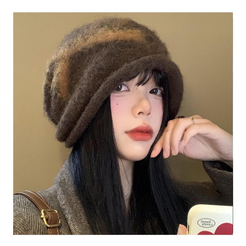 Korean Style Thick Bowknot Women S Knit Beanie Hat Autumn Winter Warm Windproof