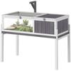 Wooden Tortoise Cage with Dual-Zone Habitat, Clear Panels, Openable Top, Metal Mesh, for Tortoises and Small Pets, Grey