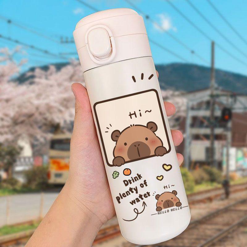 

Капибара аниме дети термокружка милый мультфильм девушка молочная кружка капибара кавайи спортивная бутылка для воды чашка кофе бутылка для воды подарок 420ml