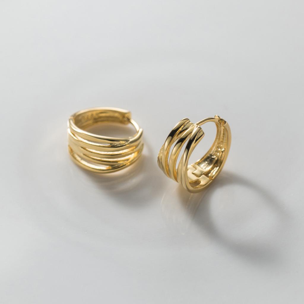 925 Silver Vintage Interware Lines Earrings For Women Trendy Earring Jewelry Prevent Allergy Party Accessories Gift