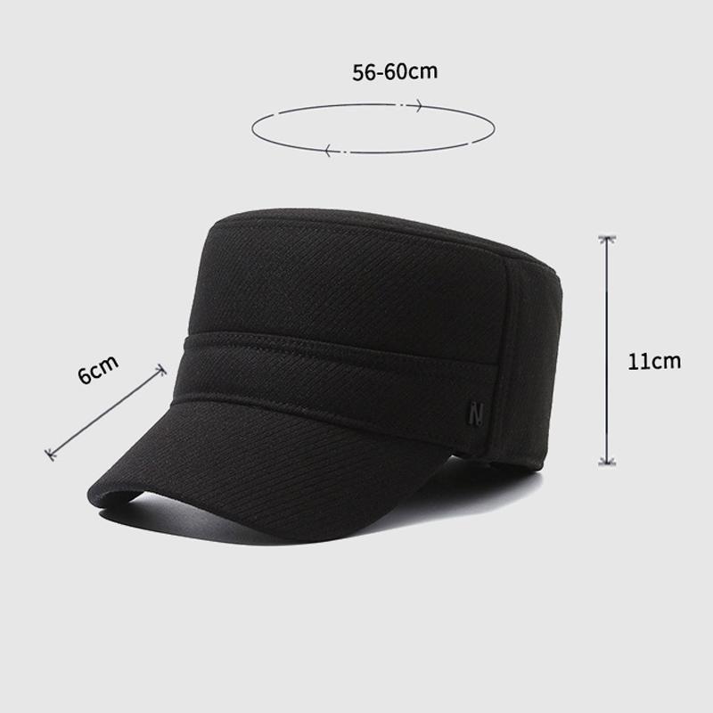 Șapcă plată de iarnă pentru bărbați Șapcă groasă de catifea Șapcă de lână din bumbac Șapcă caldă de protecție a urechilor în aer liber pentru vârste mijlocii și vârstnici