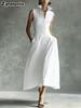 New Summer Fashion Casual Stand Collar Chic Trendy Button Women's Dress
