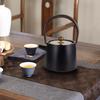 Cast Iron Teapot, 1200ml Capacity, Suitable for Direct Heat and Induction Cooktops, Unpolished, Iron Supplement, Traditional Craft, Cast Iron, Black,