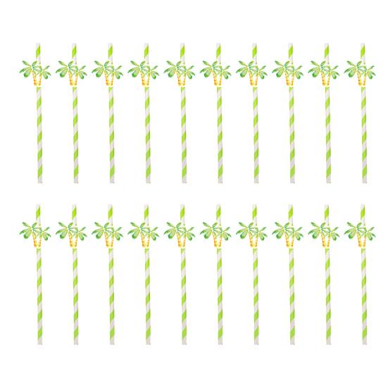 20Pcs Disposable Paper Tree Party Cocktail Paper Straws Hawaiian Palm Drink Straws Straws A