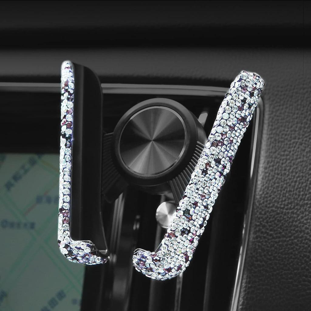 Rhinestone Car Phone Holder: Diamond Air Vent Stand with Full Sparkle