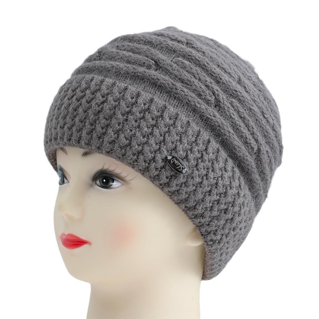 Plush Thickened Warm Woolen Hat for Mom Winter Warm Ear Protection Fashionable Grandma Woolen Hat