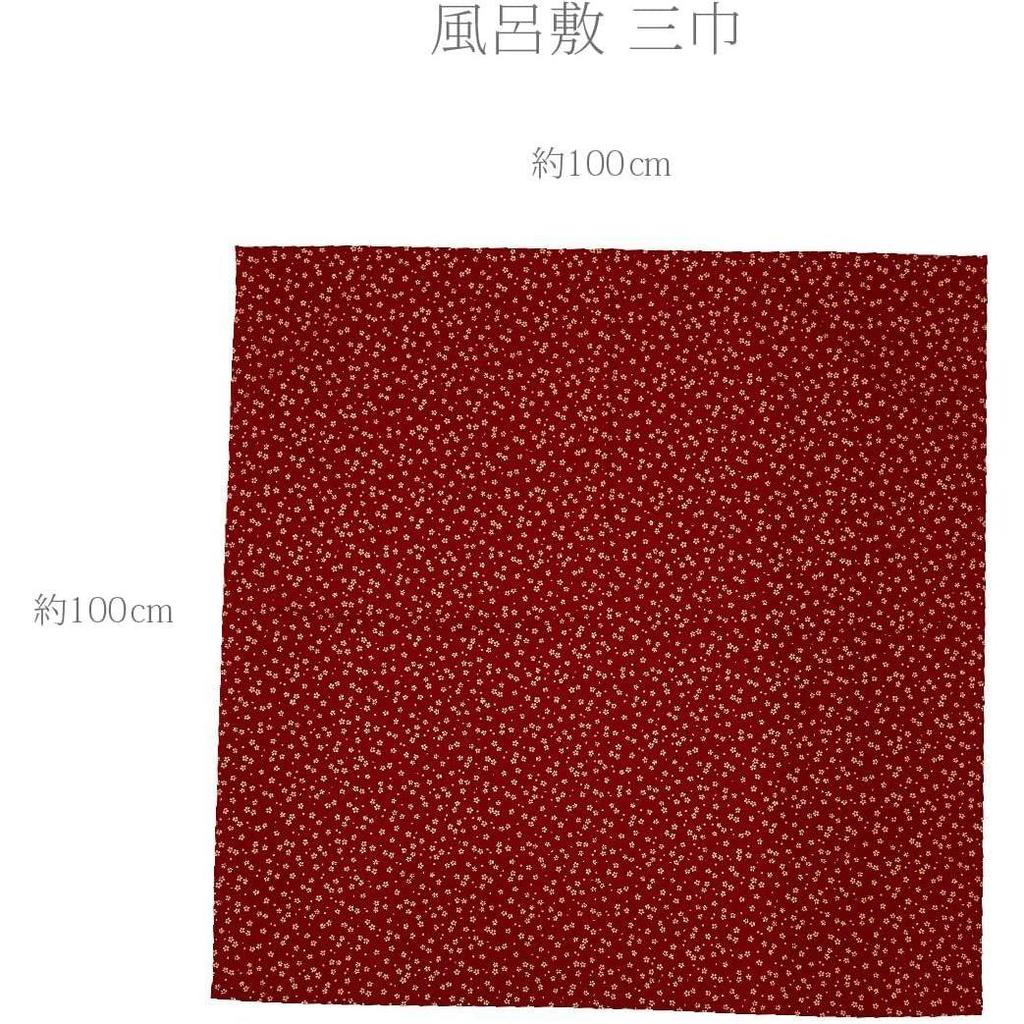 Used Kinzakura Furoshiki 100cm, Cherry Blossom Pattern, Gold Print, Three Widths, 100% Cotton, Made in Japan, Large Size, Japanese Pattern, Japanese