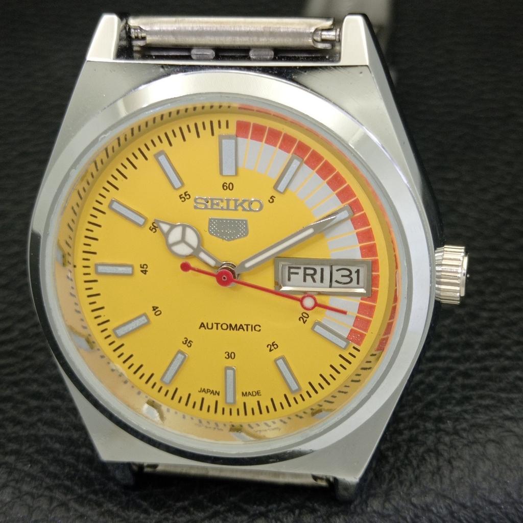 VINTAGE REFURBISHED SEIKO 5 AUTOMATIC 6309A JAPAN MENS YELLOW WATCH A440879-4 Sk-a440879