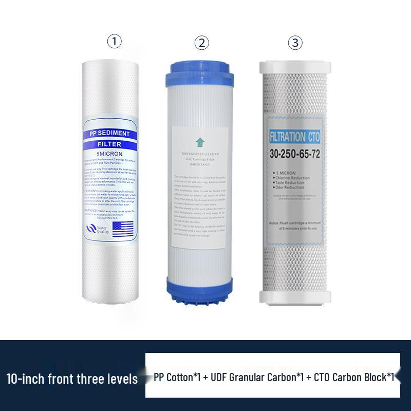 10-Inch Universal Water Purifier Filter: 3-Stage & 5-Stage Cartridge with PP Cotton, RO Membrane, Activated Carbon for Household Drinking Fountains