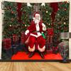 Merry Christmas Santa Claus Fireplace Print Pattern Tapestry Home Living Room Bedroom Decoration Background Cloth Tapestry
