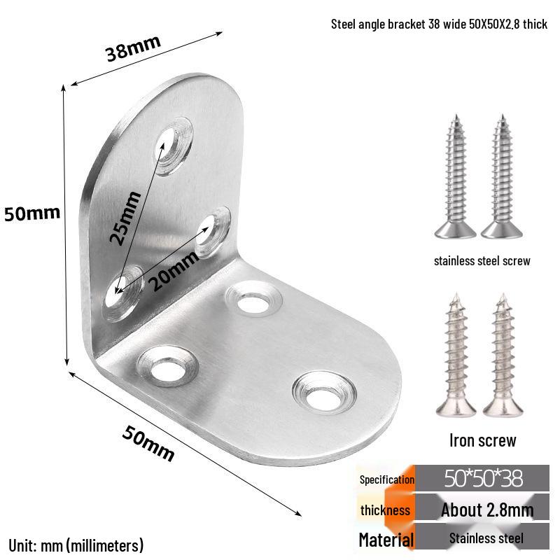 Thickened Stainless Steel 90° Right Angle L-Shaped Corner Bracket Shelf Support