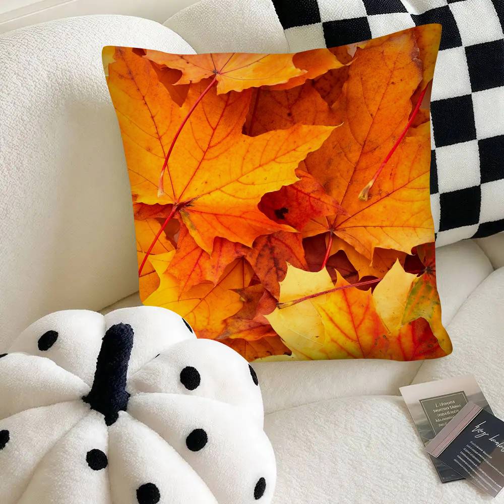 Red Maple Leaf Pillow Case Fashion Square Pillowcase Bedroom Sofa Room Ins Decoration Leisure