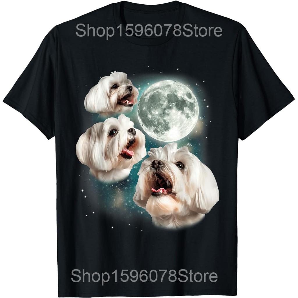 Funny Maltese Dog Lover Cute Photo T Shirts Unisex Women Pure Cotton Humor Streetwear Tee Shirt Short Sleeve Unisex Loose Clothing