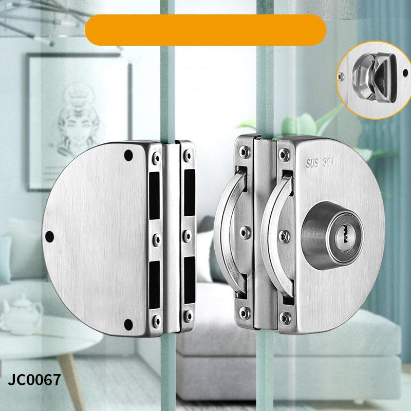 Nadaje się do szkła 1/2" o grubości 10 mm do 12 mm, stal nierdzewna, podwójny rygiel, obrotowy, przesuwny zamek do drzwi szklanych biurowych