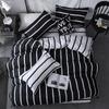 Bonenjoy Black And White Colo Striped Bed Cover Sets Single/Twin/Double/Queen/King Quilt Cover Bed Sheet Pillowcase Bedding Kit