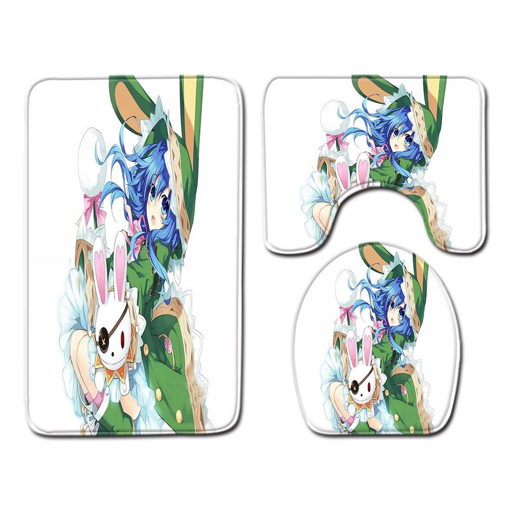 Animation Bathroom Floor Mat Three-Piece Bathroom Carpet Toilet Mat Set Door Mat Bathroom Non-Slip Mat