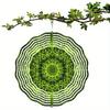 Green Mandala Metal Wind Spinner for Garden Patio Balcony Decor 25.4cm Hanging Wind Chime with 360° Rotation All Season Outdoor Art