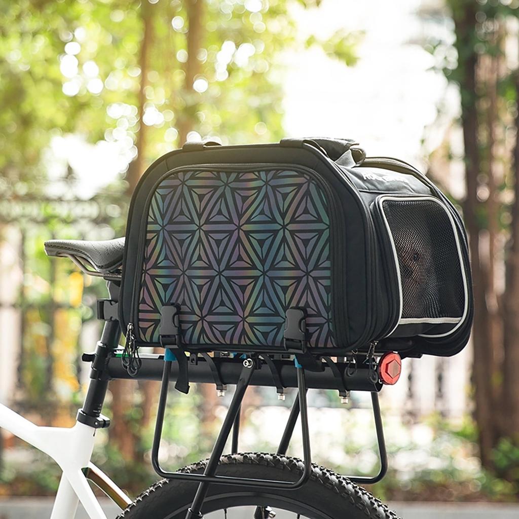 Foldable bicycle bag for transporting a dog or cat - black