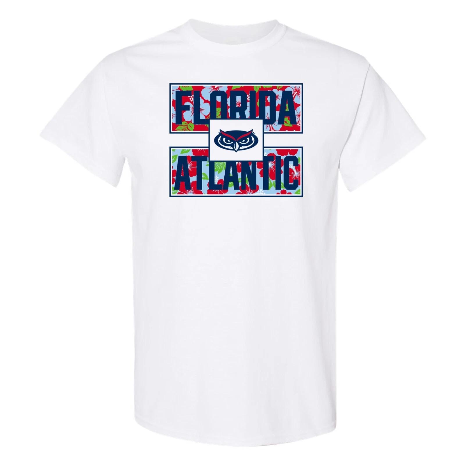 Florida Atlantic Owls Hibiscus Pattern Blocks T Shirt - White S