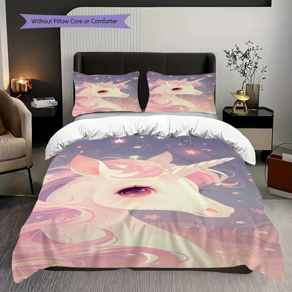 Magical Unicorn Rainbow Fantasy Bedding 1 Duvet Cover 2 Pillowcase Without Core Bedding Set Christmas Birthday Gift