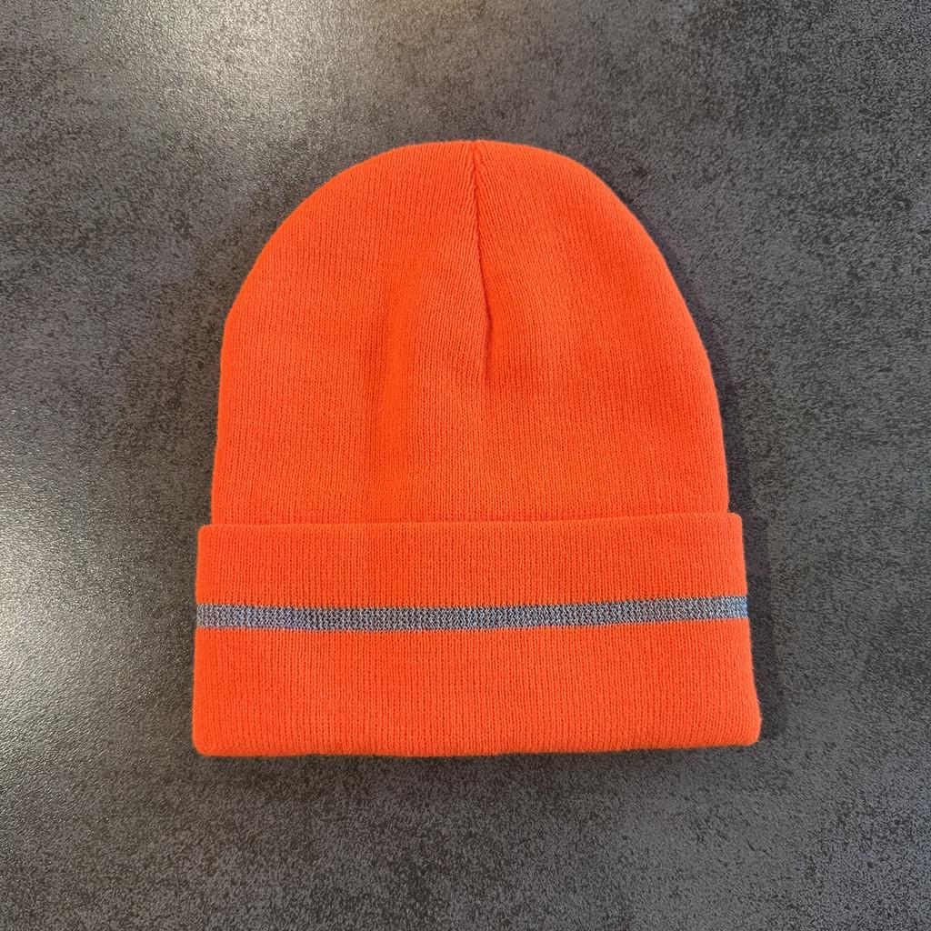 

Knitted Hat Fluorescent Rolled Hem Design For Winter Warmth Stylish Cold Weather Orange