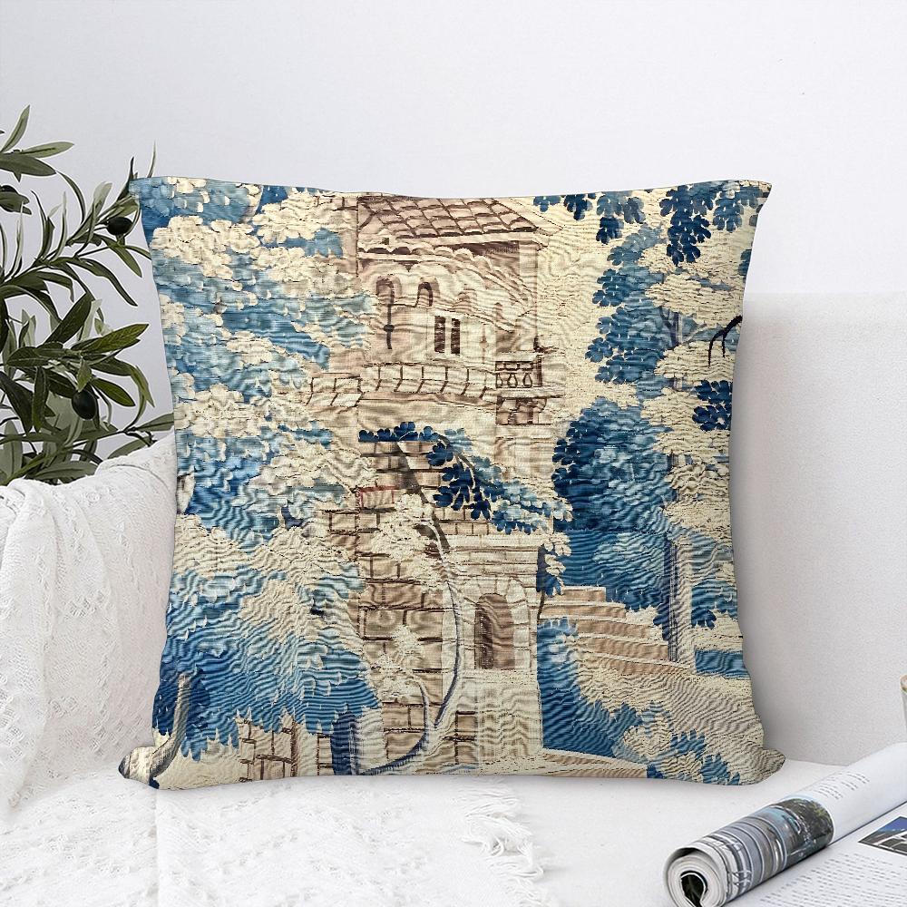 Aubusson Tapestry French Pillow Case Sofa Decorative Home Double-Sided Print Plush Square Throw Pillow Covers Cushion Decor