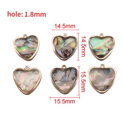 10pcs/5pcs Colorful Shell Pendant Love Heart Copper Frame Charms Beads for DIY Earrings Necklace Jewelry Making DIY Accessories