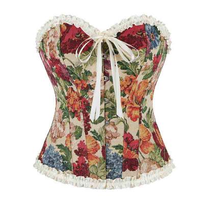 Body Corsetto Donna Senza Spalline Stampa Pizzo Spina di Pesce Francese: Capispalla Modellanti