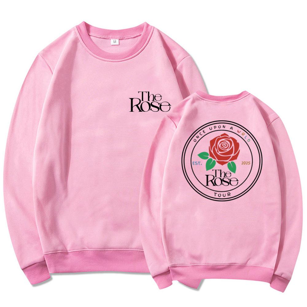 Mikina The Rose Once Upon A WRLD Tour Roztomilá koncertní mikina Korejské rockové tričko Dámská mikina s kulatým výstřihem Kpop grafické mikiny