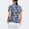 Adidas Printed Button Short Sleeve Polo Shirt Women tops Navy-Blue HS9026