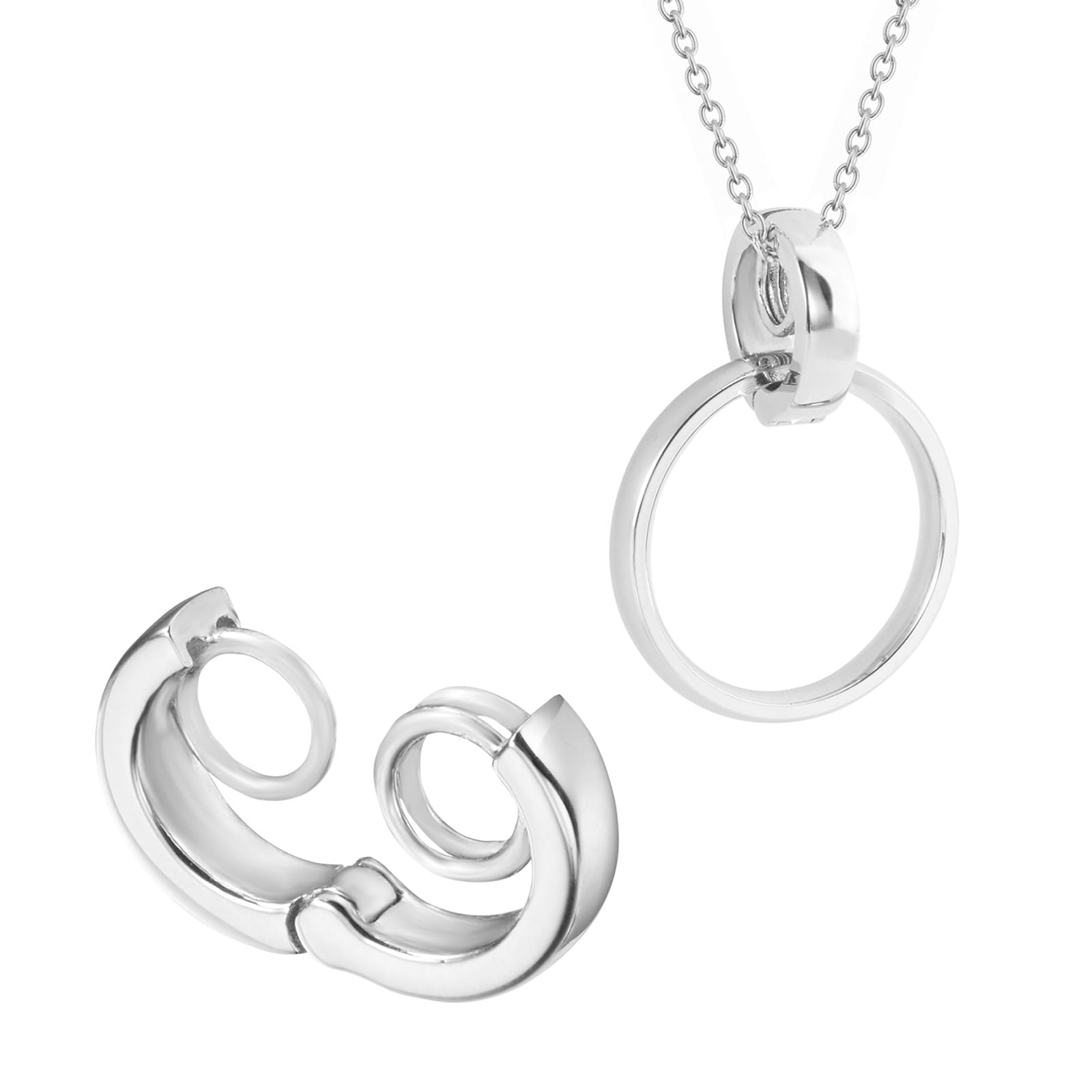 

Подвеска-держатель для кольца с драгоценным камнем Используйте ваше драгоценное кольцо как подвеску Цепочка в комплекте Нержавеющая сталь 316L и Сменная подвеска Однотонная [Petit YU-NA] -