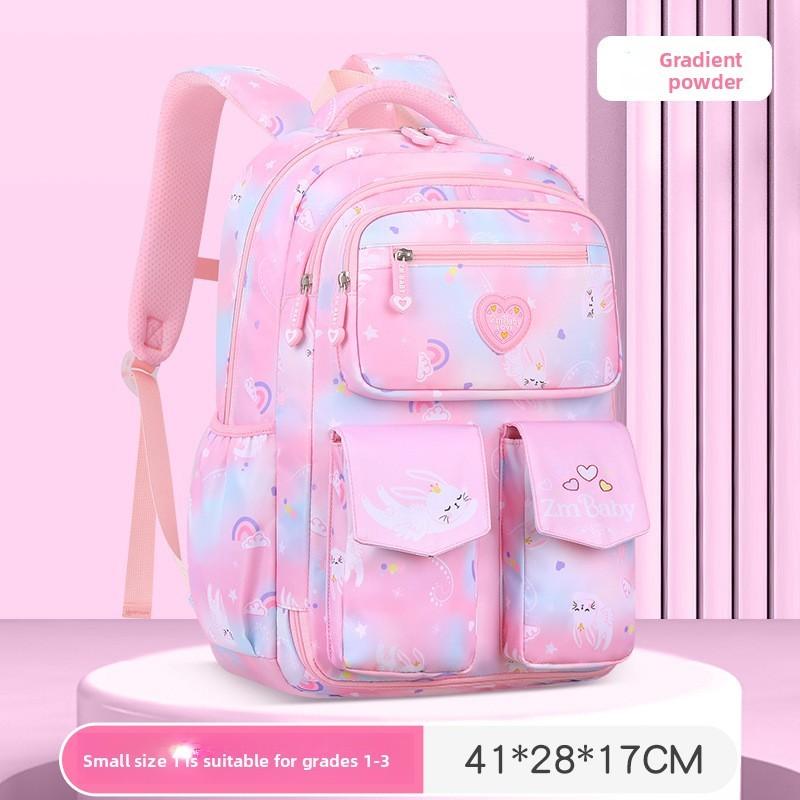 

Childrens School Backpack Nylon With Air Cushion Straps For Elementary Girls Pink Small