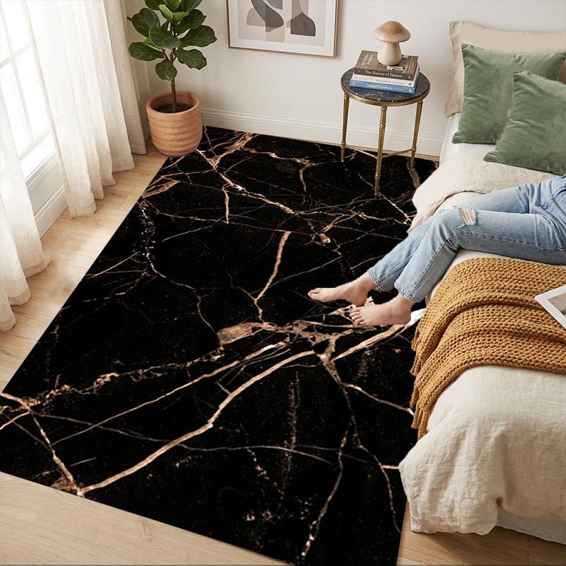 Black Marble Living Room Nonslip Area Rug Soft Carpet For Bedroom Game Playroom Sofa Office Home Decor Doormat Christmas Gift C9301442