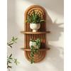 Wall Decor Brown Plant Wall Shelf, Modern Hanging Plant Shelf, 2-Tier Wooden Floating Shelves for Home, Living Room, Office Holding Planter Decoration