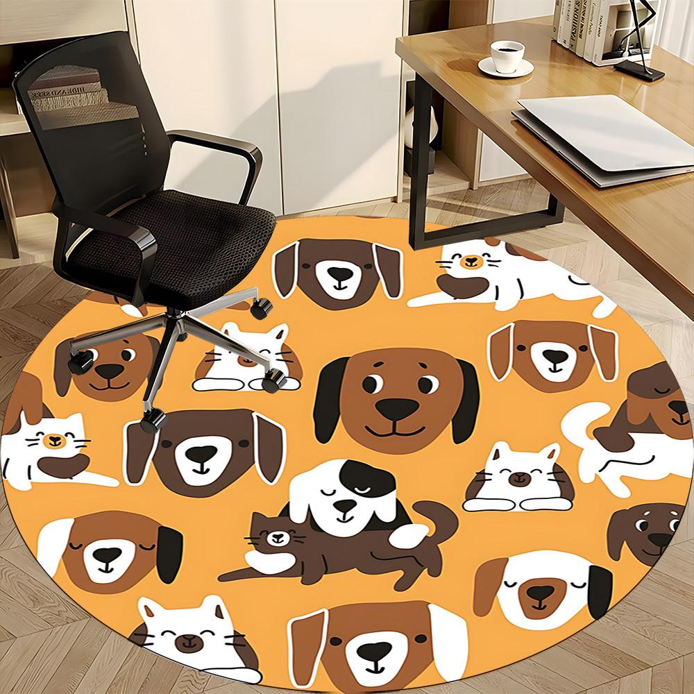 1pc Pets Animals Office Round Area Rug, Indoor Mat Suitable For Office, Under Office Chairs Bedroom Living Room Home Decor, Room Deco