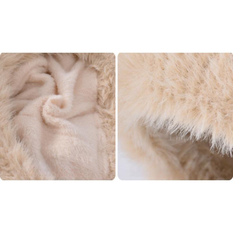 Vintage Brown Plush Bear Hats for Women In Winter Casual Warm Fashion Versatile Cute Pullover Beanies Cap