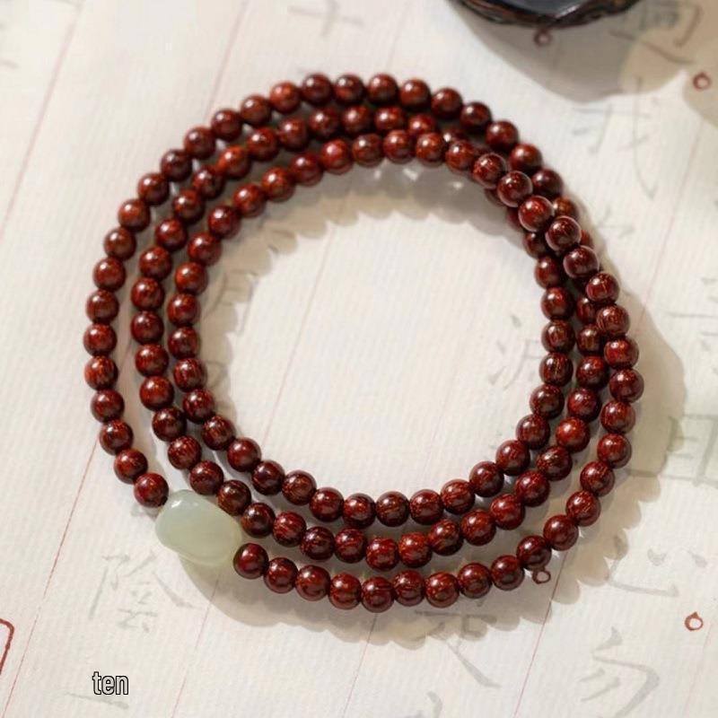 4mm Green Sandalwood & Hetian Jade Bead Bracelet - Ancient & Refined Buddhist Style for Women