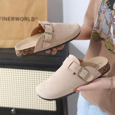 Four Season Women's Solid Color Flat Mules Casual Slip On Buckle Strap Design Shoes Women's Comfortable Shoes