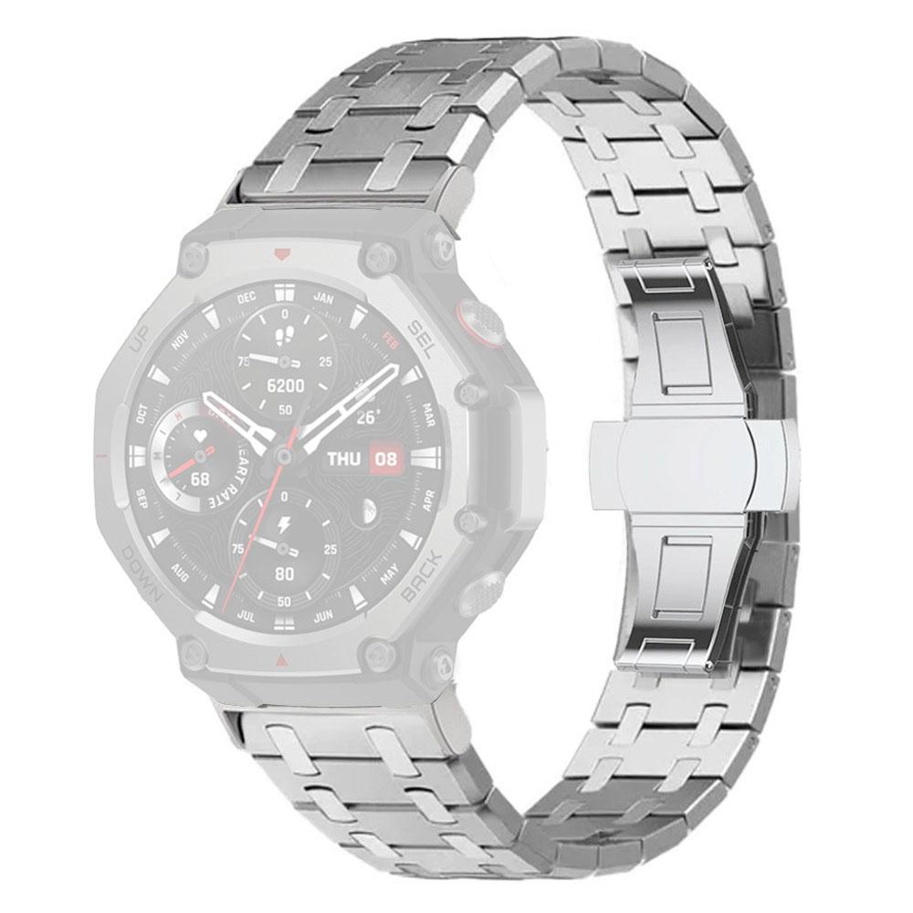 For Huami Amazfit T-Rex 2 Stainless Steel Watch Band with Butterfly Clasp