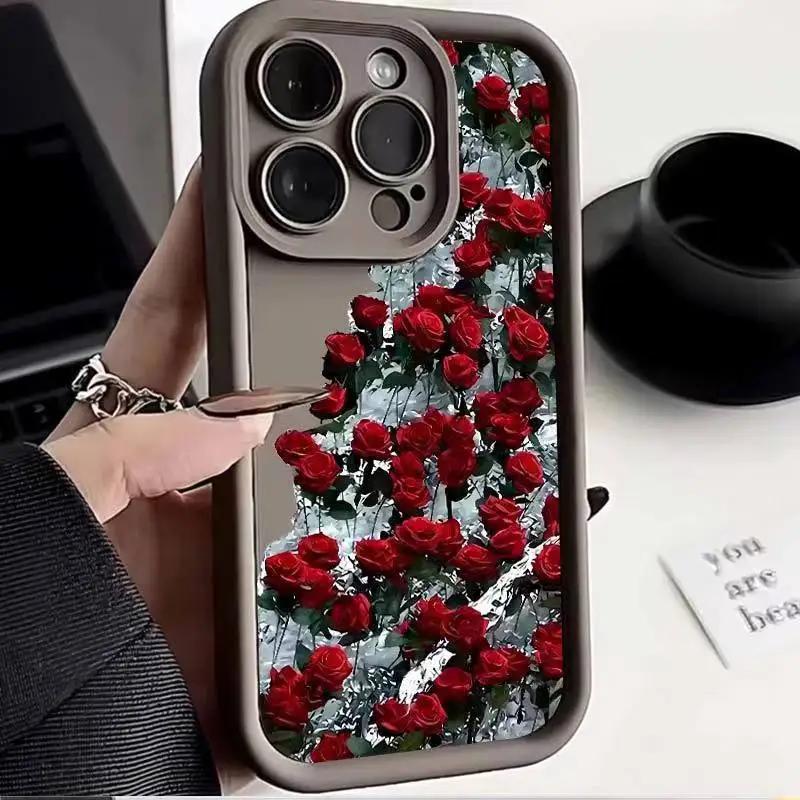 

Flower Pink Rose Soft Cover Case For Samsung Galaxy S25 S24 Ultra S23 FE S22 Plus S21 S20 A15 A35 A54 A55 Silicone Cases Samsung A15