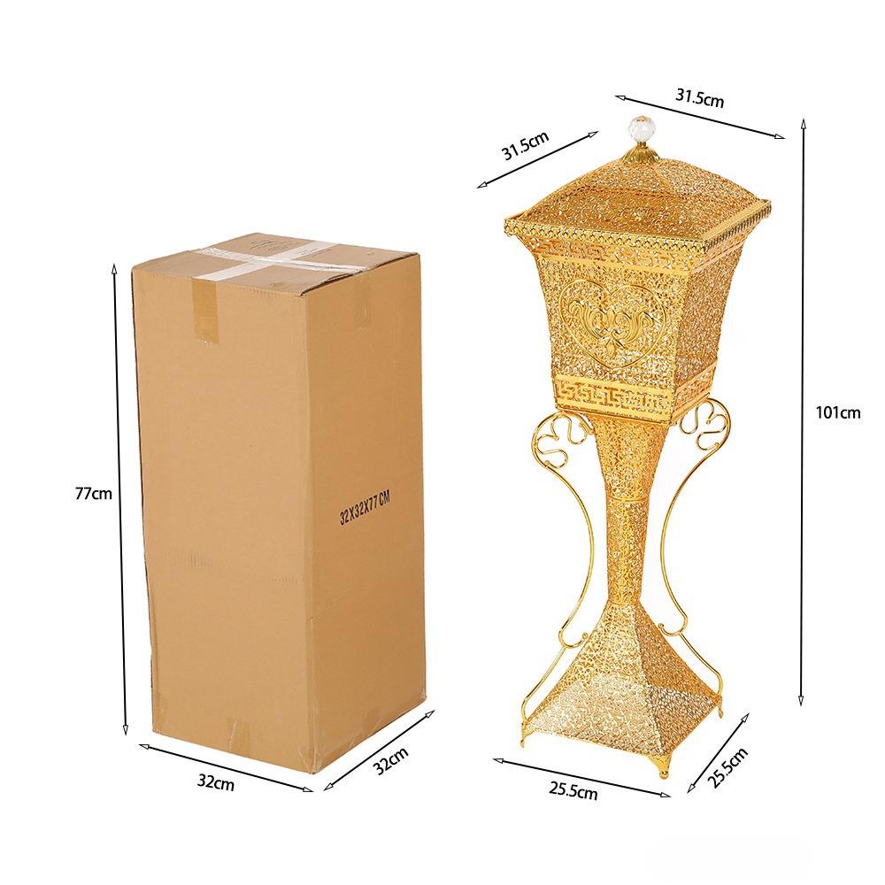Chinese Gilded Hollow Out Incense Burner with Lid Iron Art Aromatherapy Charcoal Stove Saudi Arabia High-end Home Decor Ornament