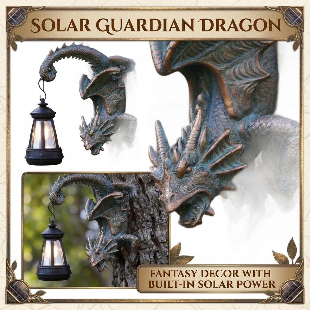 Solar Powered Dragon Wall Lantern Resin Sculpture Outdoor Garden Decorative Lighting Fixture for Patio Porch Yard Home Office