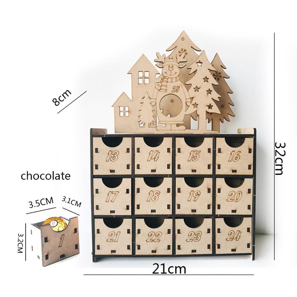 Christmas Advent Calendar with 25 Drawers Chocolate Countdown To Christmas Refillable Wooden Advent Xmas Gift for Kids