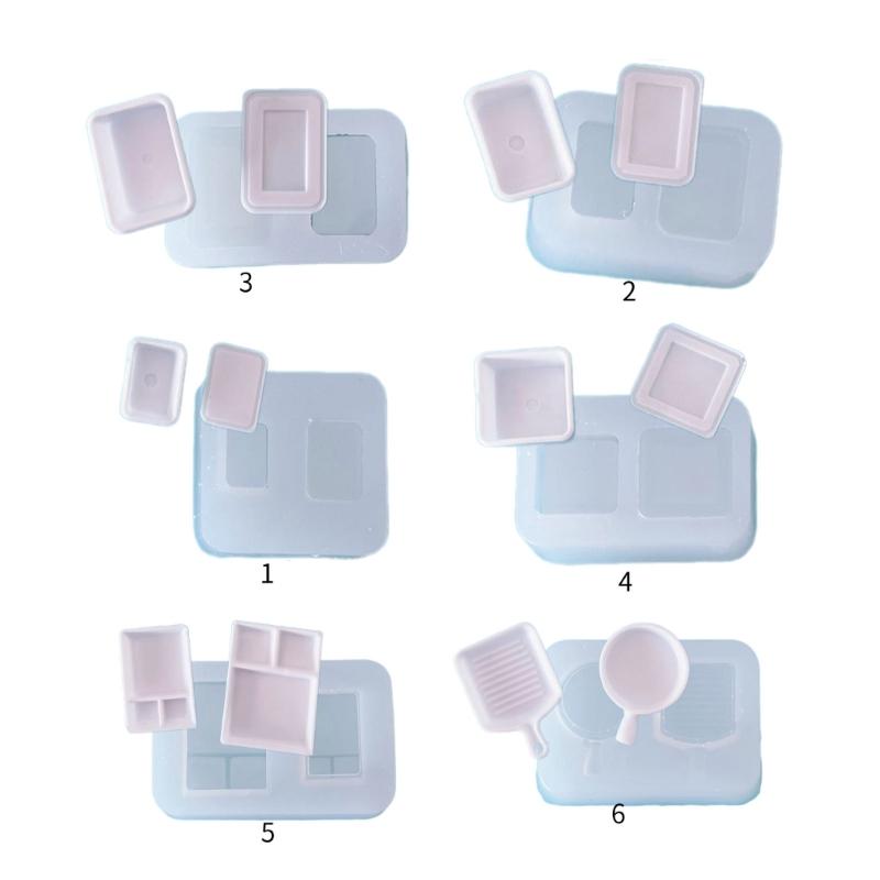Miniatur Lebensmittel Silikonform Mini Dessert Tablett Platte UV Harzformen Puppenhaus Zubehör Küche Backwerkzeug Handwerk