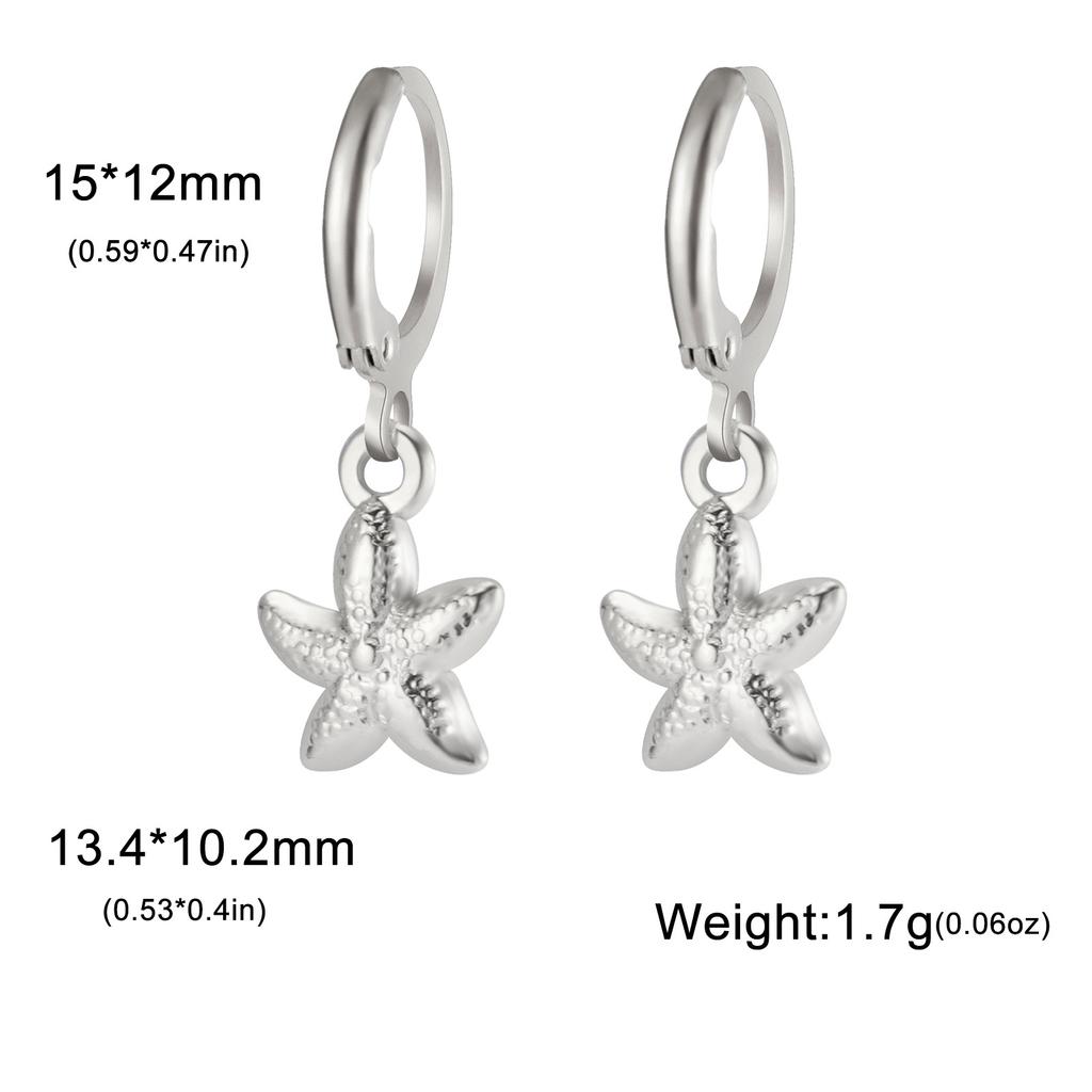 Heart Shaped Starfish Sun Pendant Hoop Earrings For Women Fashion Jewelry Gift