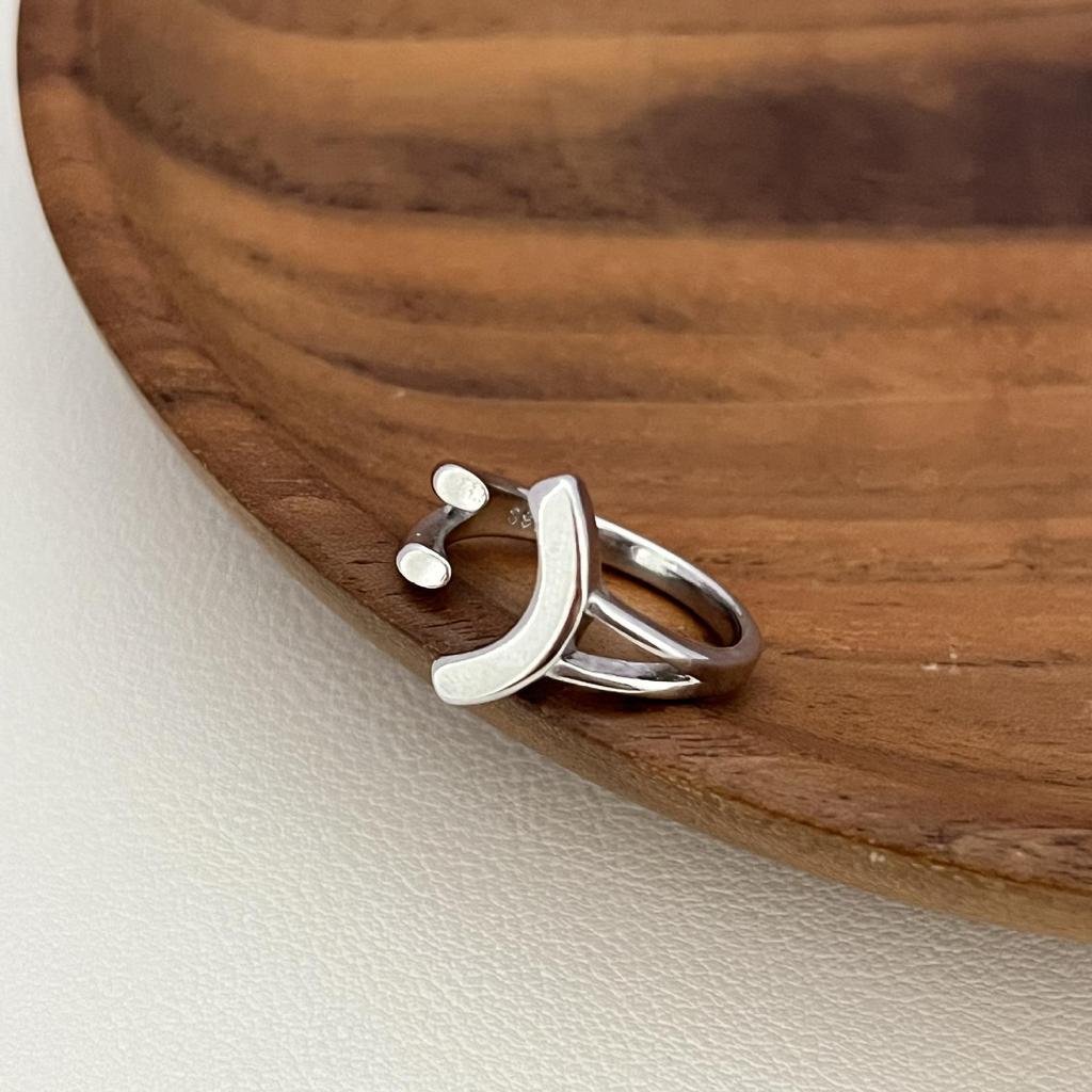 Moderner minimalistischer abstrakter Lächeln-Ring - Einzigartiges Luxus-High-End-Persönlichkeits-Zeigefinger-Accessoire