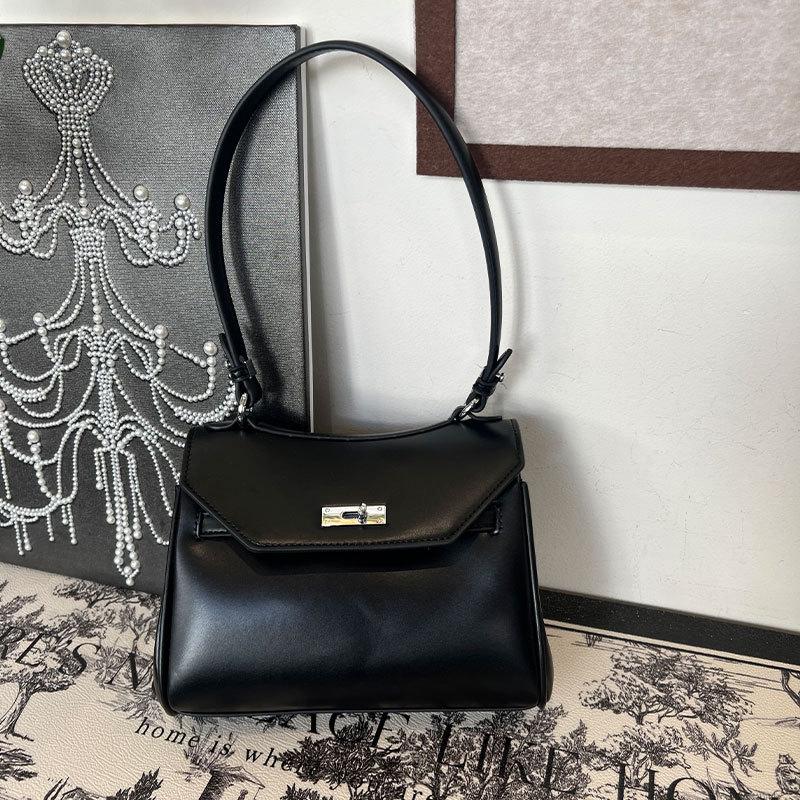 2025 Новые женские сумки через плечо Стильные простые однотонные сумки большой вместимости подмышечные сумки из искусственной кожи с высокой текстурой Женская сумка через плечо слинг-сумка для женщин Подарки чёрный