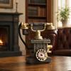 Vintage Home Decor Phone Telephone Resin Figurine, Retro Model Statue with Matte Finish, Distressed Finish Old-Fashioned Victorian Style Desk