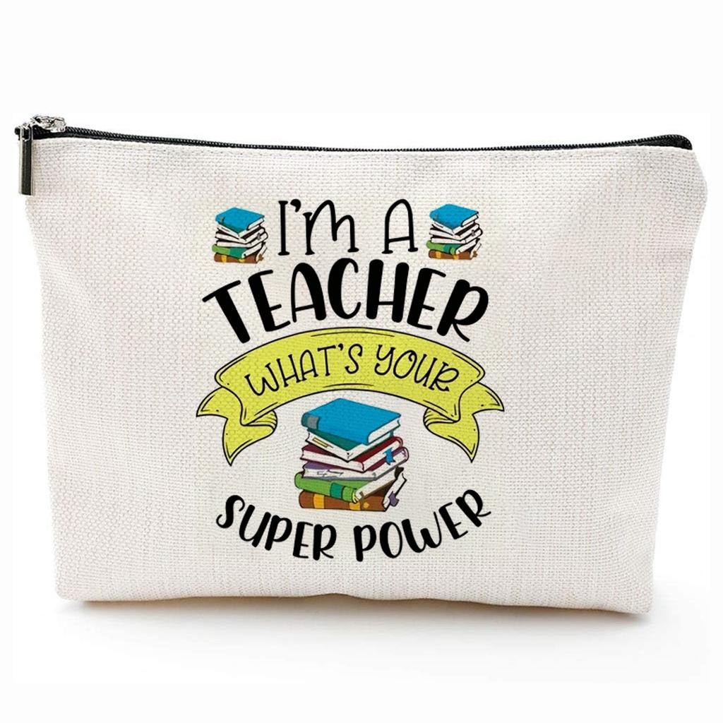 Teacher Gifts Teacher Appreciation Gifts Thank You Teacher Gift Bags Zipper Cosmetic Makeup Bag Canvas Pencil Pouch